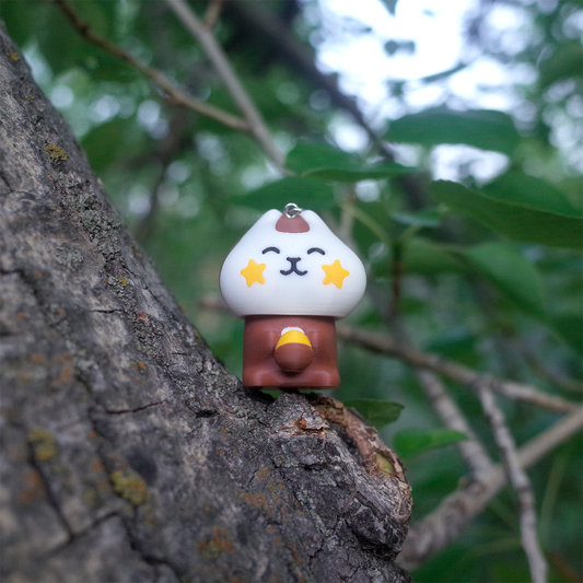 Front view of a 3D printed chubby squirrel fidget toy made with brown and white and yellow PLA by PrintBabe